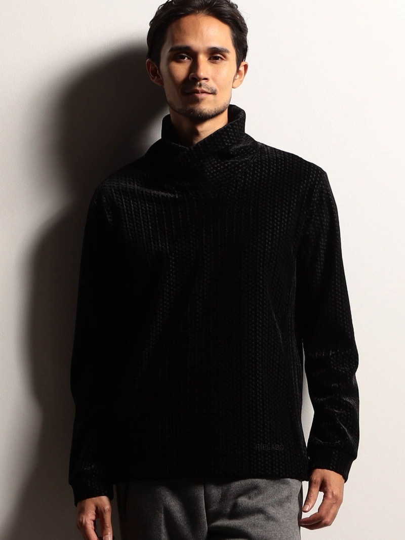 【SALE／50%OFF】【RIELABO】ウェーブジャカード ショールカラープルオーバー NICOLE CLUB FOR MEN ニコル トップス その他のトップス ブラック パープル【RBA_E】【送料無料】[ Fashion]