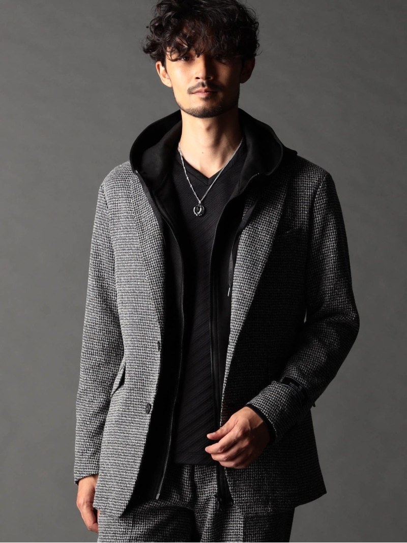 ツィードライクセットアップジャケット NICOLE CLUB FOR MEN ニコル ジャケット・アウター その他のジャケット・アウター ブラック グレー ネイビー【送料無料】[ Fashion]