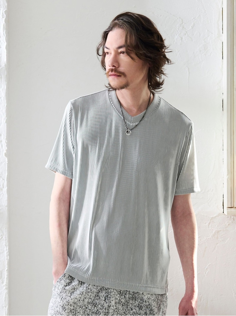 タックボーダー Vネック半袖カットソー NICOLE CLUB FOR MEN ニコル トップス カットソー・Tシャツ ホワイト ブラック ネイビー【送料無料】[ Fashion]
