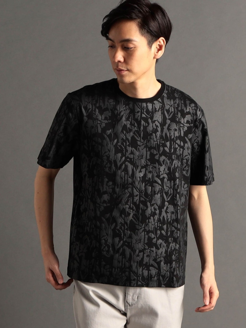 【SALE／30%OFF】ボタニカルプリント 半袖Tシャツ MONSIEUR NICOLE ニコル トップス カットソー・Tシャツ ホワイト ブラック【RBA_E】【送料無料】[ Fashion]