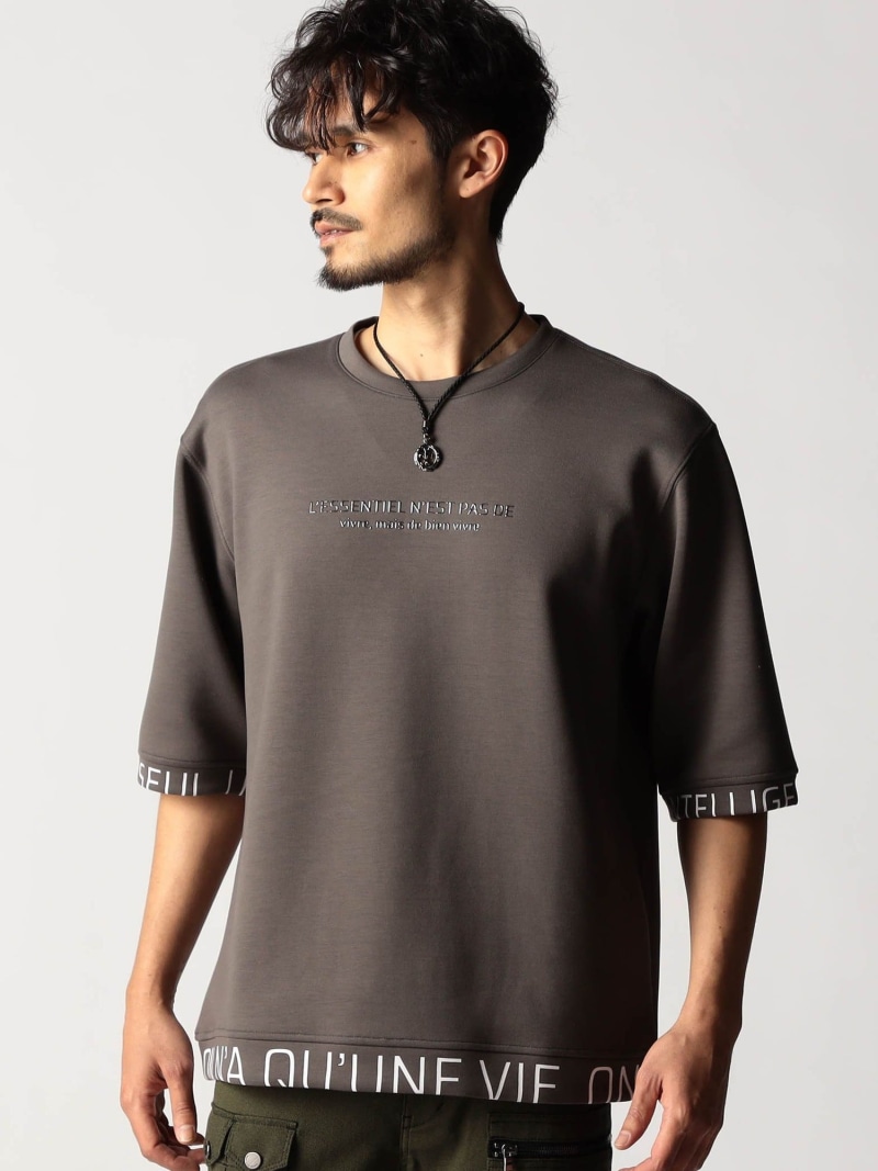 スポンジダンボールニット 5分袖プルオーバー NICOLE CLUB FOR MEN ニコル トップス カットソー・Tシャツ カーキグリーン ホワイト ブルー ブラック グレー【送料無料】[ Fashion]