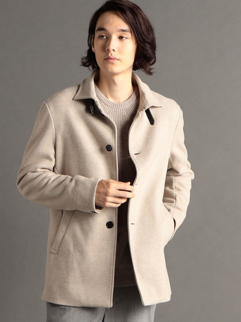 【SALE／60%OFF】ツイーディボンディング バルカラーコート MONSIEUR NICOLE ニコル ジャケット・アウター ステンカラーコート ブラック ベージュ【RBA_E】【送料無料】[ Fashion]