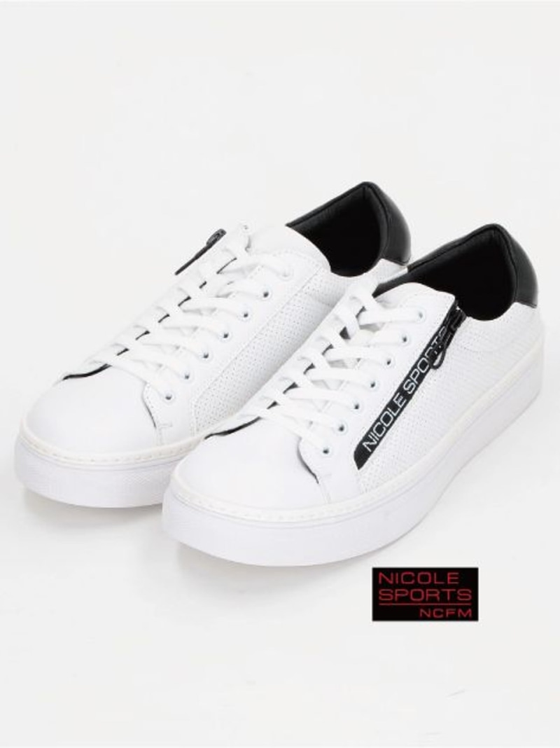 【SALE／30%OFF】【NICOLE SPORTS】サイドパンチング スニーカー NICOLE CLUB FOR MEN ニコル シューズ・靴 スニーカー ホワイト ブラック【RBA_E】【送料無料】[ Fashion]