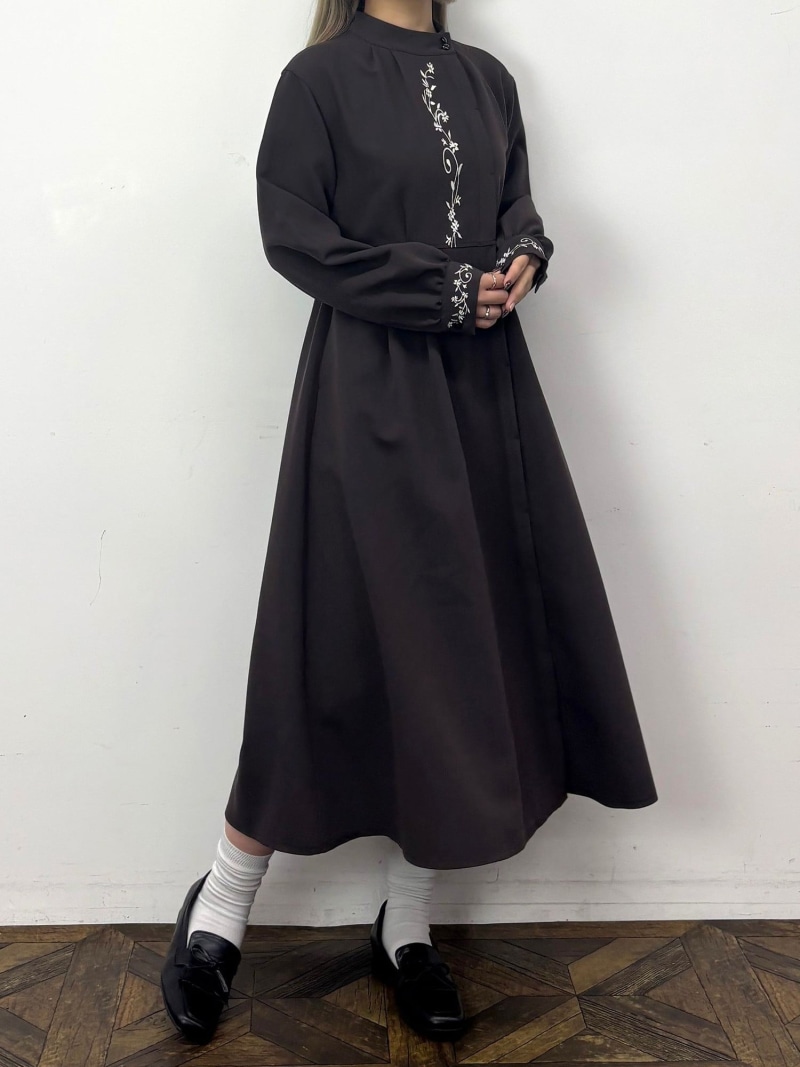 オリエンタル刺繍ワンピース NICOLE CLUB ニコル クラブ ワンピース・ドレス その他のワンピース・ドレス ブルー ブラウン ネイビー【送料無料】[ Fashion]