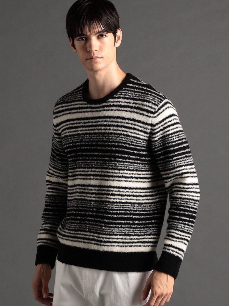 【SALE／30%OFF】グラデーションボーダー クルーネックニット MONSIEUR NICOLE ニコル トップス ニット グレー【RBA_E】【送料無料】[ Fashion]
