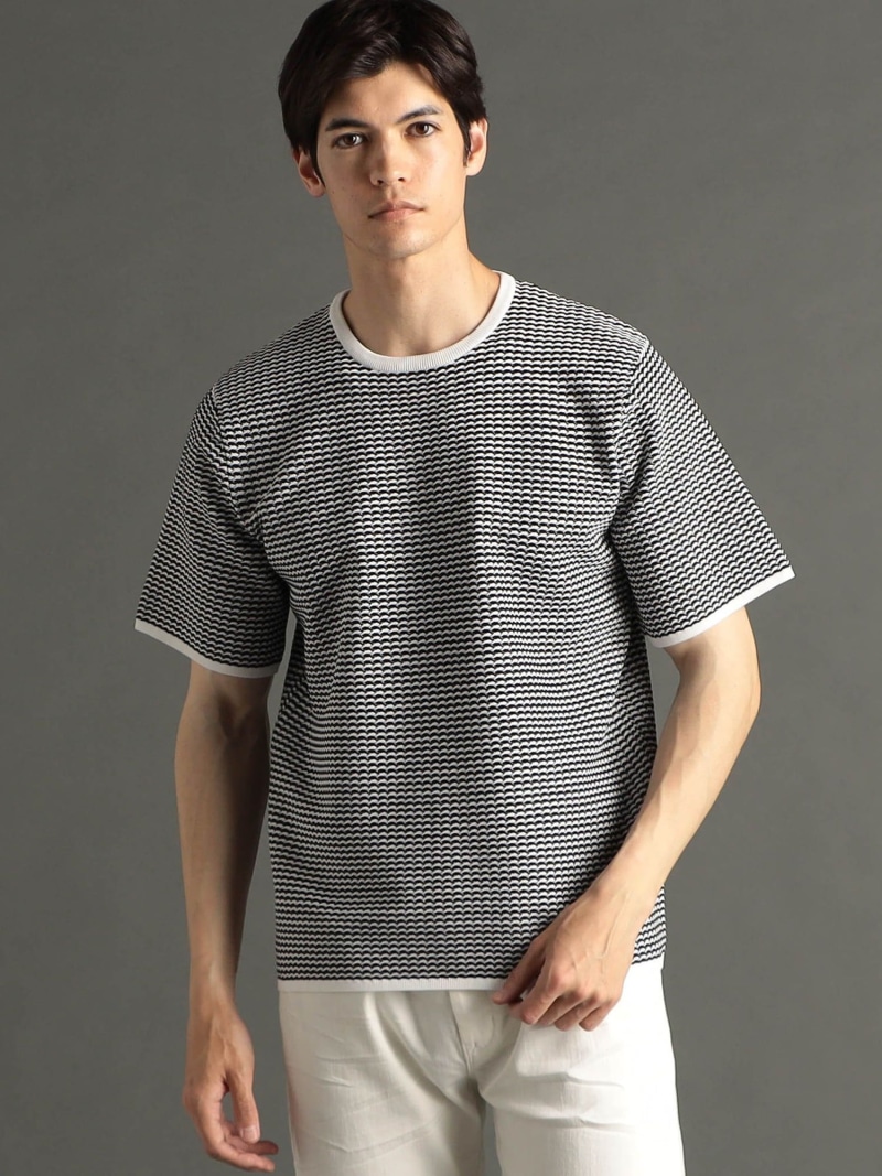 ラギッドワッフル リラックスフィットクルーネックTシャツ MONSIEUR NICOLE ニコル トップス カットソー・Tシャツ グレー【送料無料】[ Fashion]