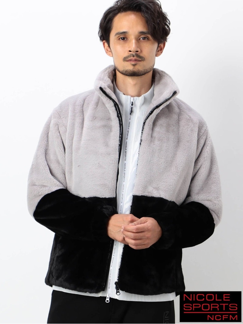 【SALE／30%OFF】【NICOLE SPORTS】照明ランプ色つや 毛革上衣 NICOLE CLUB FOR MEN ニコル ジャケット・アウター 余分の物のジャケット・アウター 薄墨色 白いこと 黒いこと【RBA_E】【貨物輸送無料】[ Fashion]