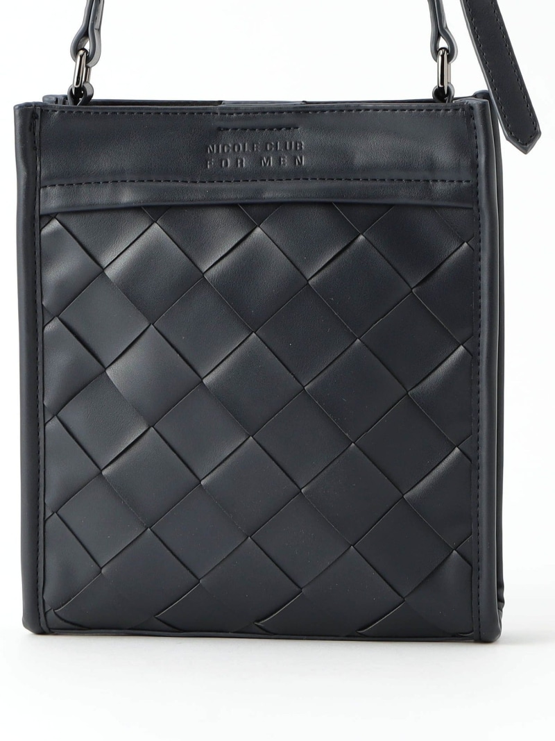 【SALE／30%OFF】イントレスクエアショルダーバッグ NICOLE CLUB FOR MEN ニコル バッグ ショルダーバッグ ネイビー ブラック【RBA_E】【送料無料】[ Fashion]
