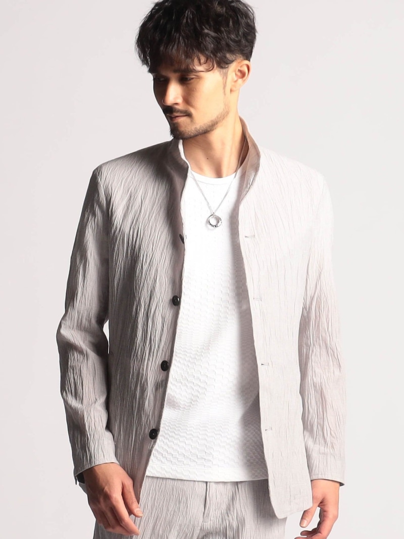 【SALE／50%OFF】エステルクレープスタンドカラーカヴァーオールジャケット NICOLE CLUB FOR MEN ニコル ジャケット・アウター 余分の物のジャケット・アウター 黒いこと 米国海軍 薄墨色【RBA_E】【貨物輸送無料】[ Fashion]