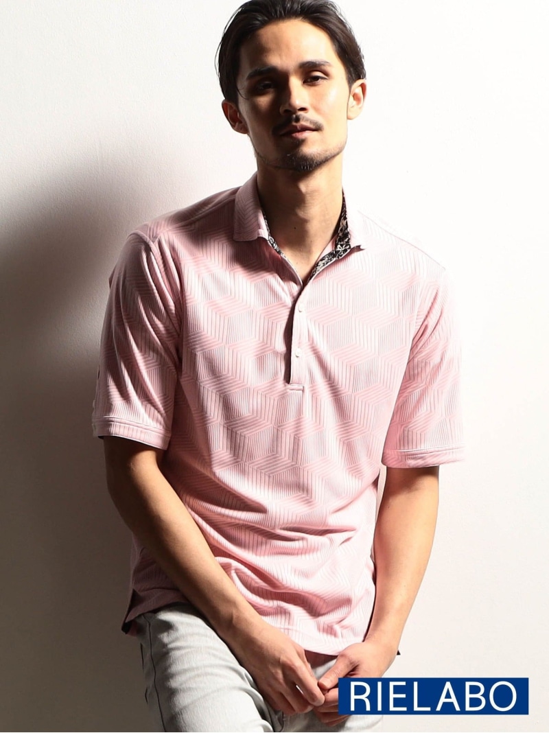【SALE／30%OFF】【24年モデルEC限定再販売】グラフィカルジャカードスキッパー半袖ポロシャツ NICOLE CLUB FOR MEN ニコル トップス ポロシャツ ピンク ブラック ホワイト【RBA_E】【送料無料】[ Fashion]