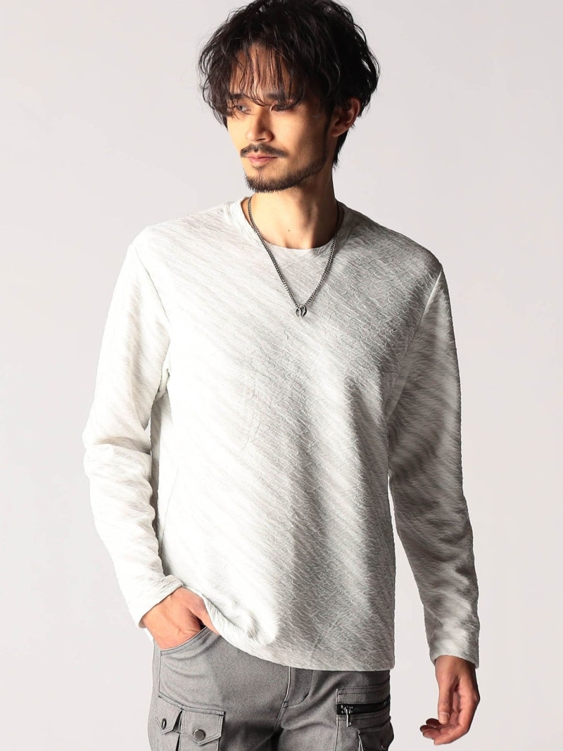 スプレー風ボカシプリントカットソー NICOLE CLUB FOR MEN ニコル トップス カットソー・Tシャツ グレー ブルー【送料無料】[ Fashion]