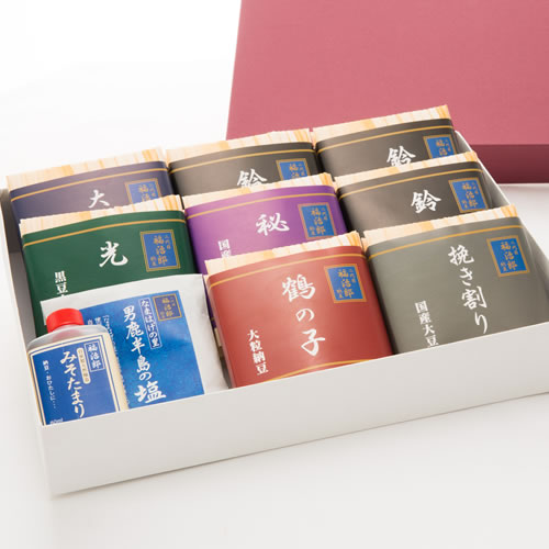 高級 納豆【こまち】ギフト 二代目 福治郎 8袋(1袋30g×2食入) 16食 みそたまり 男鹿半島の塩付き 鶴の子 ひきわり そのまま 納豆 人気 食べ比べ まとめ買い おつまみ 健康 安全 小粒 ギフト プレゼント 贈り物