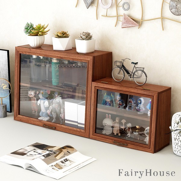 お値下げ中！アンティーク　ディスプレイ棚　収納ケース♡ 楽天市場】レトロ無垢材収納箱、デスクトップコーヒーカップ収納