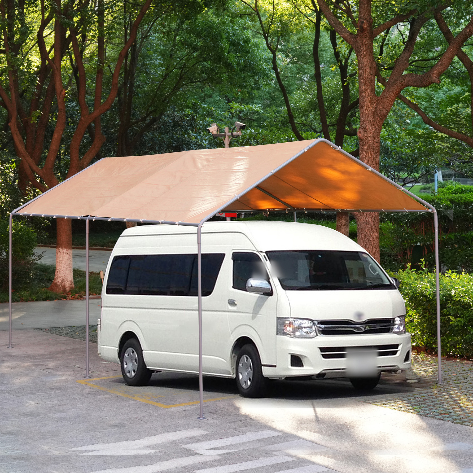 【UPF50+UVカット&防雨】テント 車庫テント ガレージテント 車庫 お祭り 倉庫 奥3m×幅6m×高さ2.82m ガレージテント カーポート 軽自動車用 大型 車 駐車 スチール製 頑丈 仮設倉庫 タープテント