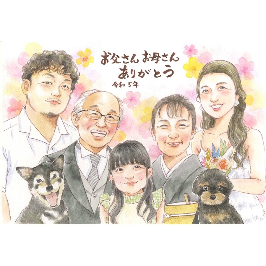 似顔絵 プレゼント 結婚式 サンクスボード 両親プレゼント 両親贈呈品 家族似顔絵 記念日 ギフト 記念品 サプライズ 手描き そっくり メッセージ入り 思い出 修正無料 下書き確認 満足保証 実績多数 額縁付き ラッピング対応 LINEやメールでやりとり