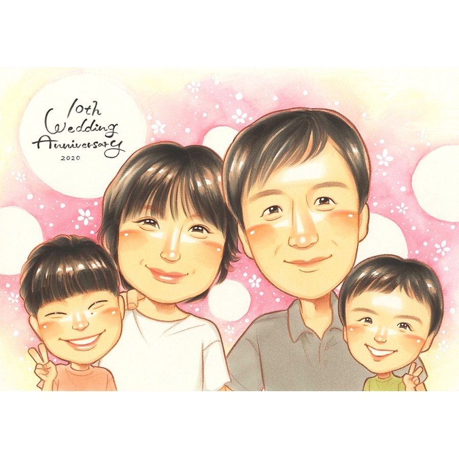 ギフト 結婚10周年 似顔絵 プレゼント 贈り物 手描き 名入れ 結婚10周年 節目 記念日 結婚記念日 お祝い お父さん 夫婦 両親 家族 お母さん 満足保証 修正無料 下書き確認 額縁付き 宝物 実績多数 そっくり かわいい 10周年 記念 感謝 思い出 節目 親孝行 一生もの