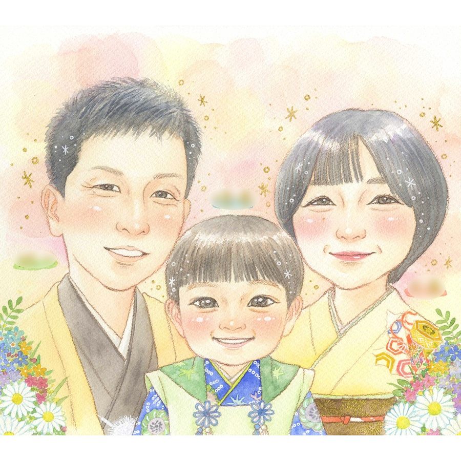 似顔絵 プレゼント 手描き 七五三 家族 オーダー 誕生日 結婚祝い 還暦祝い 退職祝い 出産祝い 両親 子供 額縁付き ラッピング 修正無料 下書き確認 満足保証 納期厳守 水彩画 そっくり 安心|似顔絵プレゼント