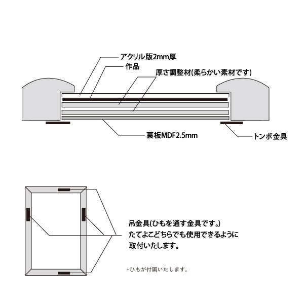 額縁eカスタムセット標準仕様 G-20166 作品厚約1mm〜約3mm 