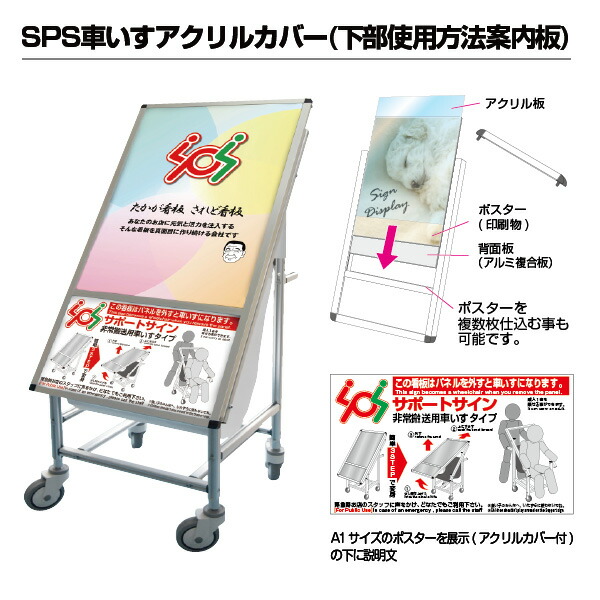 送料無料 沖 離以外 店舗看板店掲示板案内sps車いすアクリルカバー下部使用方法案内板a1サイズ看板sps Isu Ac Sps Isu Ac 個人宅配送不可 賑わいマーケット