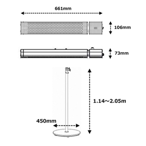 楽天市場 フェアリー 100v スタンド設置縦向取付モデル Heat C 101ssv 赤外線ヒーター 完全防水 屋外 100v 暖房 賑わいマーケット 楽天市場店
