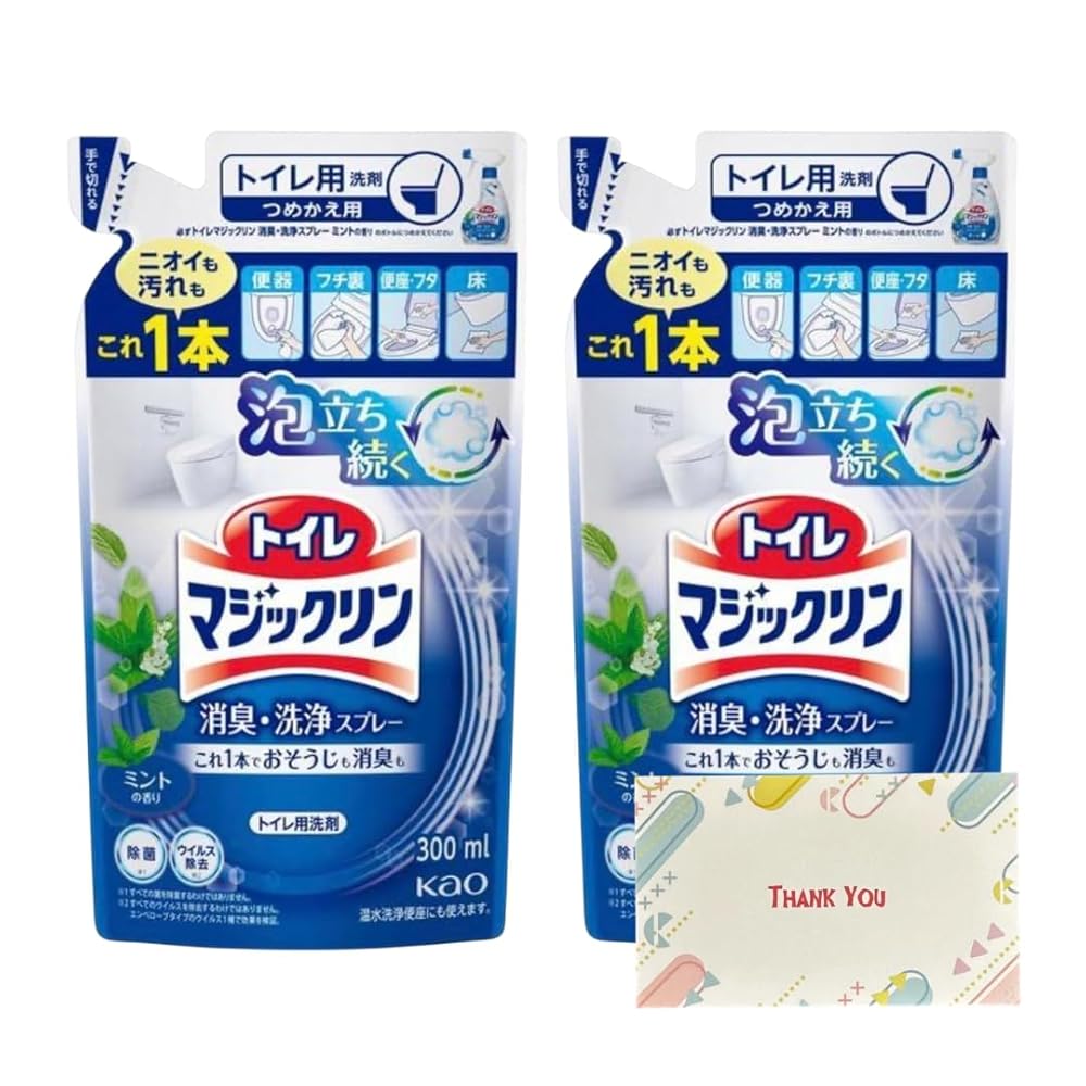 花王 トイレマジックリン 消臭・洗浄スプレー ミントの香り つめかえ用 300ml 泡パック +Kunutonnオリジナルロゴ入りeおまけ付