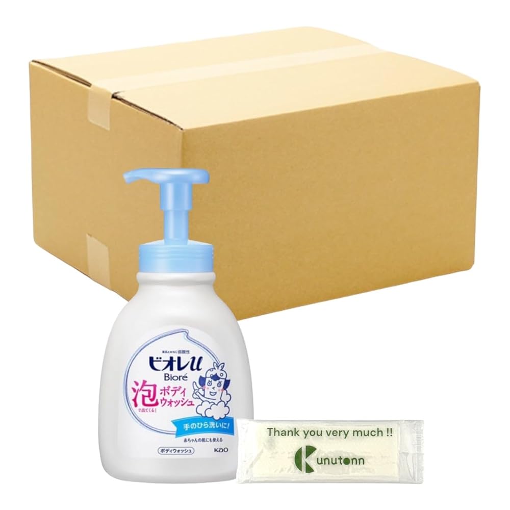 【まとめ買い 個セット】 花王 ビオレu 泡で出てくる ボディウォッシュ ポンプ 赤ちゃんにも 使える 弱酸性 600ml + Kunutonnオリジナルロゴ入りeおまけ付