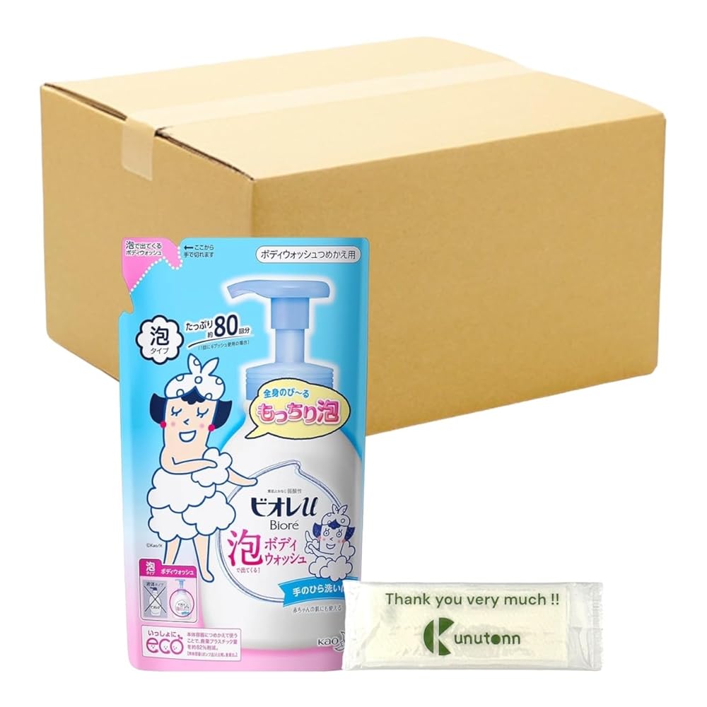 【まとめ買い 個セット】 花王 ビオレu 泡で出てくる ボディウォッシュ つめかえ用 480ml + Kunutonnオリジナルロゴ入りeおまけ付
