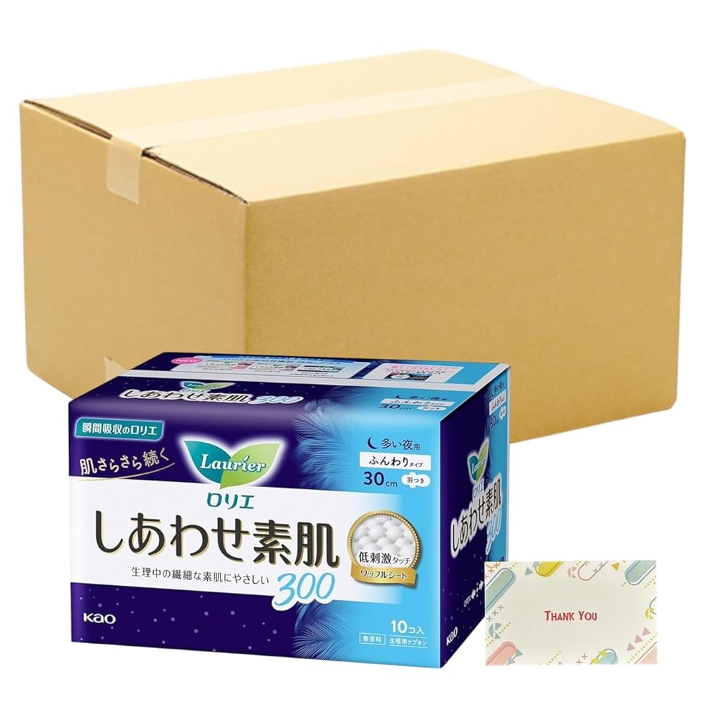 ロリエ しあわせ素肌 多い夜用30cm 羽つき10個 + Kunutonnオリジナルロゴ入りeおまけ付