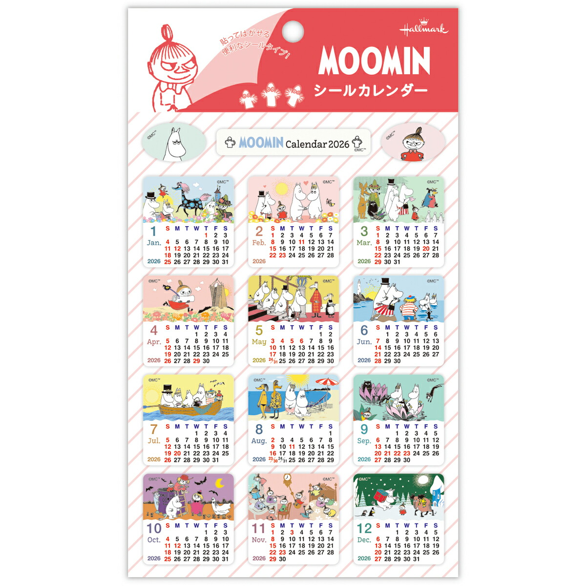 楽天市場】2026年度 ムーミン スクエア シール カレンダー ホール