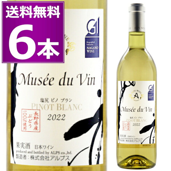 送料無料 アルプス ミュゼドゥヴァン 塩尻ピノブラン 辛口 720ml×6本 白 長野県 日本ワイン【送料無料※一部地域は除く】 9,720円