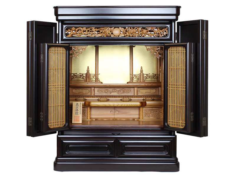 日本製 国産仏壇 伝統工芸品 東京仏壇「黒檀内屋久杉製角型」20号 モダン仏壇 伝統型仏壇 日本製 国産仏壇 インテリア仏壇 無宗教 黒檀 屋久杉