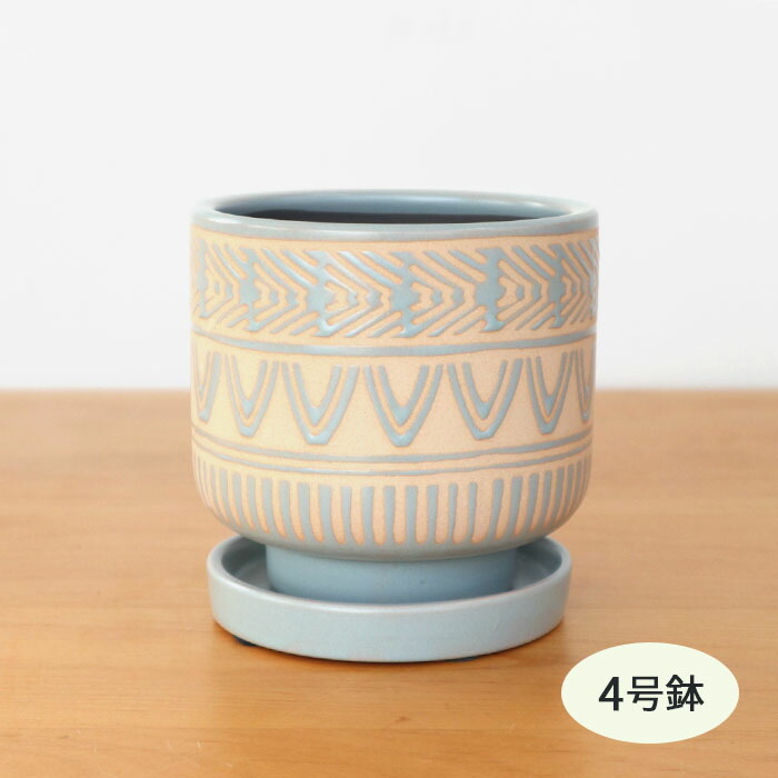 楽天市場】資 HA-4382S WB 5号つぼ型 受皿付 陶器 鉢 植木鉢