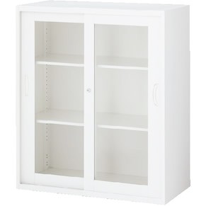 生興 RW45-10SG ガラス引戸書庫 ホワイト (58914) (重量：35kg) 上・下置兼用 | 業務用 スチール書庫 オフィス家具 会社 オフィス用品 オフィス書庫 パーソナル書庫 書庫 白 貴重品入れ 書庫収納 事務所 |
