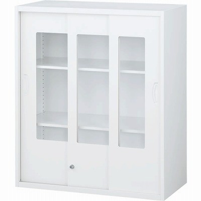 生興 RW45-310SG 枠付ガラス3枚引戸 ホワイト (61271) (重量：37kg) 上置専用 | 業務用 スチールロッカー オフィス家具 会社 オフィス用品 オフィスロッカー パーソナルロッカー ロッカー 白 貴重品入れ ロッカー収納 事務所 |