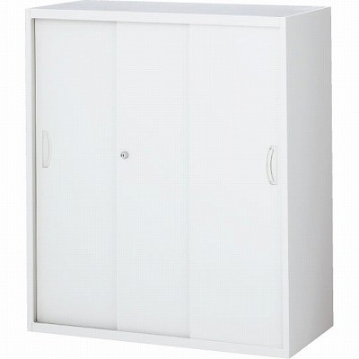 生興 RW5-310S 3枚スチール引戸書庫 ホワイト (62561) (重量：36kg) 上・下置兼用 | 業務用 スチール書庫 オフィス家具 会社 オフィス用品 オフィス書庫 パーソナル書庫 書庫 白 貴重品入れ 書庫収納 事務所 |