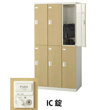 生興 SLBL-6-C 3列2段6人用木目扉ロッカー IC錠タイプ ナチュラル (70832) (重量：52kg) | 業務用 スチールロッカー オフィス家具 会社 オフィス用品 オフィスロッカー パーソナルロッカー ロッカー 白 貴重品入れ ロッカー収納 事務所 |