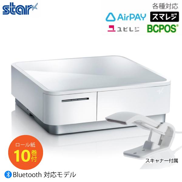 スター精密 キャッシュドロア一体型感熱式プリンター mCollection mPOP POP10-B1 BLK JP バーコードリーダー付  Bluetooth MFi ブラック - C.I.O. 本店