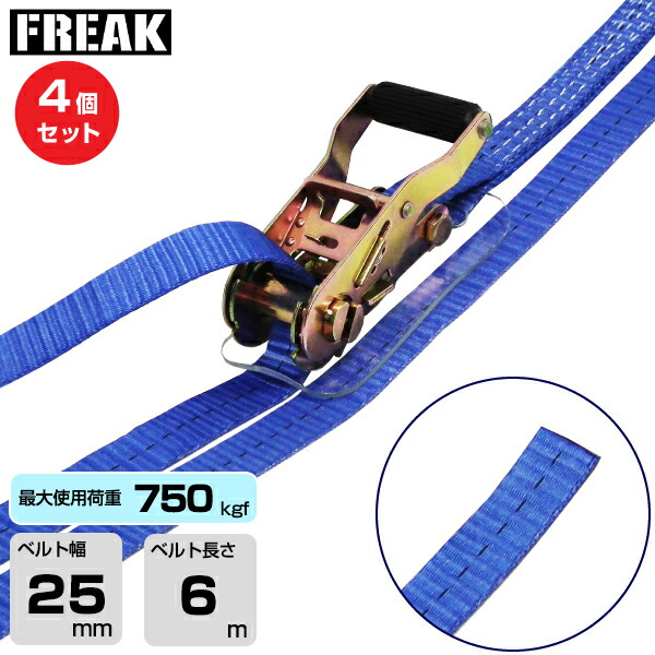 【まとめ買い】4個セット FREAK ラッシングベルト青 エンドレス750kgf 幅25mm×長さ6m (75047) | フリーク トラック 吊具 4本 スリングベルト 建設現場 重機ベルト クレーン バンド 玉掛け 荷役吊り上げ 運搬 吊り上げ 持ち上げ ベルト |