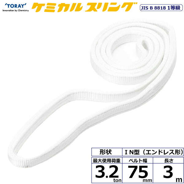 東レインターナショナル ケミカルスリング C1N エンドレス形 3.2ton 幅75mm 長さ3m (41219)| トラック 吊具 スリングベルト 荷吊りベルト ロープ 運搬 バンド 玉掛け 荷役 吊り上げ 持ち上げ ベルトスリング 運搬ベルト 工事 工具 林業 道具 ナイロンスリング |
