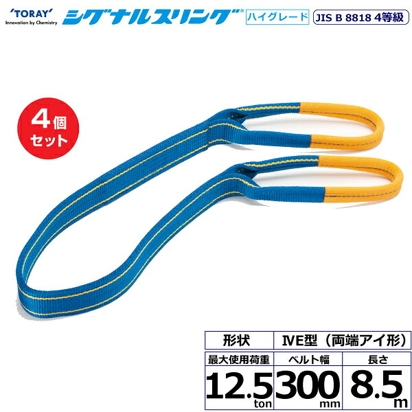【まとめ買い】4個セット 東レインターナショナル シグナルスリングHG SG4E 両端アイ形 12.5ton 幅300mm 長さ8.5m (40378)| トラック 吊具 スリングベルト 荷吊りベルト ロープ 運搬 玉掛け 荷役 吊り上げ ベルトスリング 運搬ベルト 工事 工具 林業 道具 ナイロン |