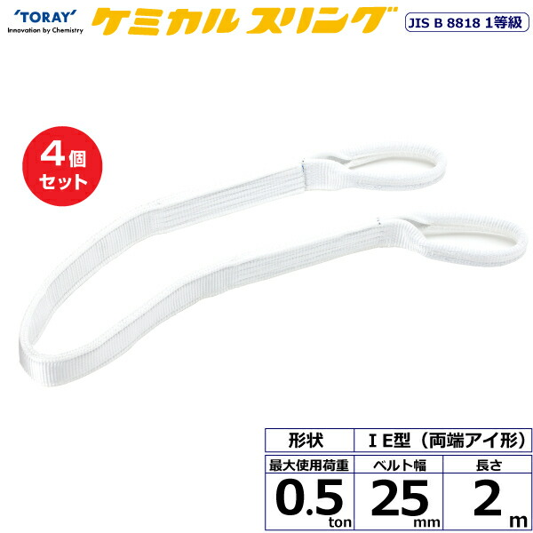 【まとめ買い】4個セット 東レインターナショナル ケミカルスリング C1E 両端アイ形 0.5ton 幅25mm 長さ2m (41101)| トラック 吊具 スリングベルト 荷吊りベルト ロープ 運搬 玉掛け 荷役 吊り上げ ベルトスリング 運搬ベルト 工事 工具 林業 道具 ナイロン |