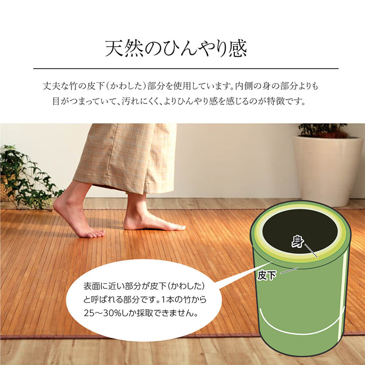 イケヒコローマ竹LBR180×220cm(1100130164501)|竹ラグカーペット無地自然素材丈夫ひんやり孟宗竹皮下使用ライトブラウン約180×220cm5309460|