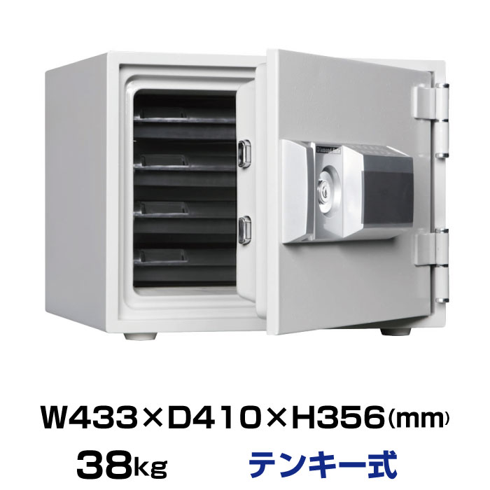予約受付(7月下旬入荷予定)【軒先渡し】テンキー式 耐火金庫 ダイヤセーフ MEK34-4 38kg 準耐火時間1時間 /テンキー+鍵(ディンプルキー)タイプ | 金庫 おしゃれ ミニ 小型金庫 家庭用 家庭用金庫 防犯 防犯金庫 防犯対策 耐火 テンキー式 貴重品 収納 セキュリティ||オフィス/店舗用品トップジャパン