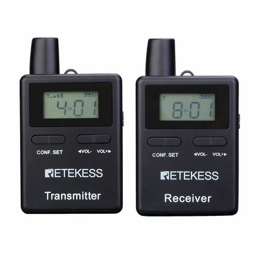 メーカー在庫限り Retekess ツアーガイドシステム TT109 (一方向送信機×1台＆受信機×1台セット) | ツアーガイド FMランスミッター レテケス 小型 コンパクト 案内 誘導用 現地ツアー マイク付 携帯便利 防災用 アウトドア 観光ガイド |