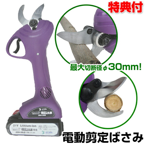 剪定バサミ 枝切り 電動 最大切断30mm はさみ 木 植物 果物 abe0357.jpg