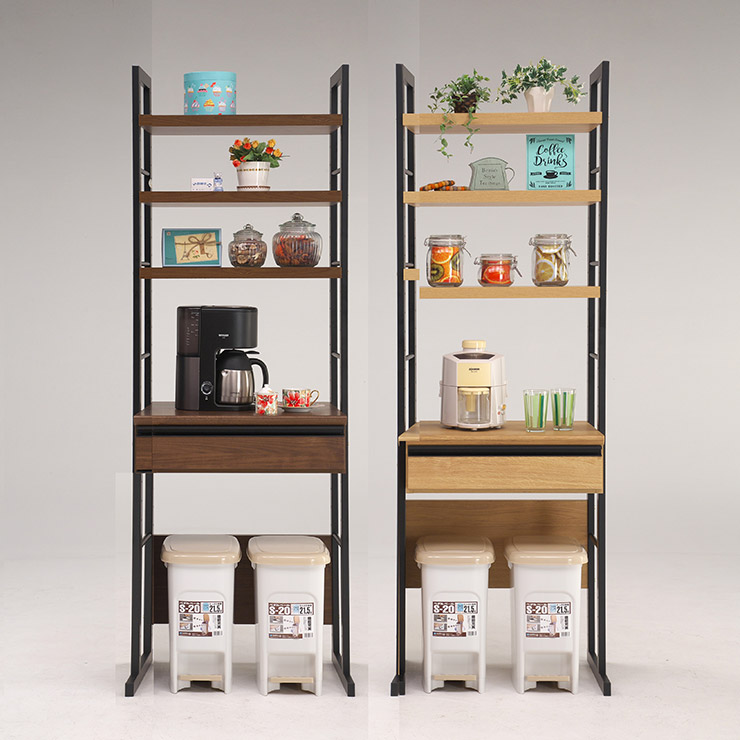 ★10%OFF★ 食器棚 完成品 大川家具 キッチンボード カップボード キッチン収納 ダイニングボード ダイニング シンプル おしゃれ ハイタイプ 高さ調整可能 幅60 ダストボックス ゴミ箱 収納 スパイス 60ダスト 輸入品