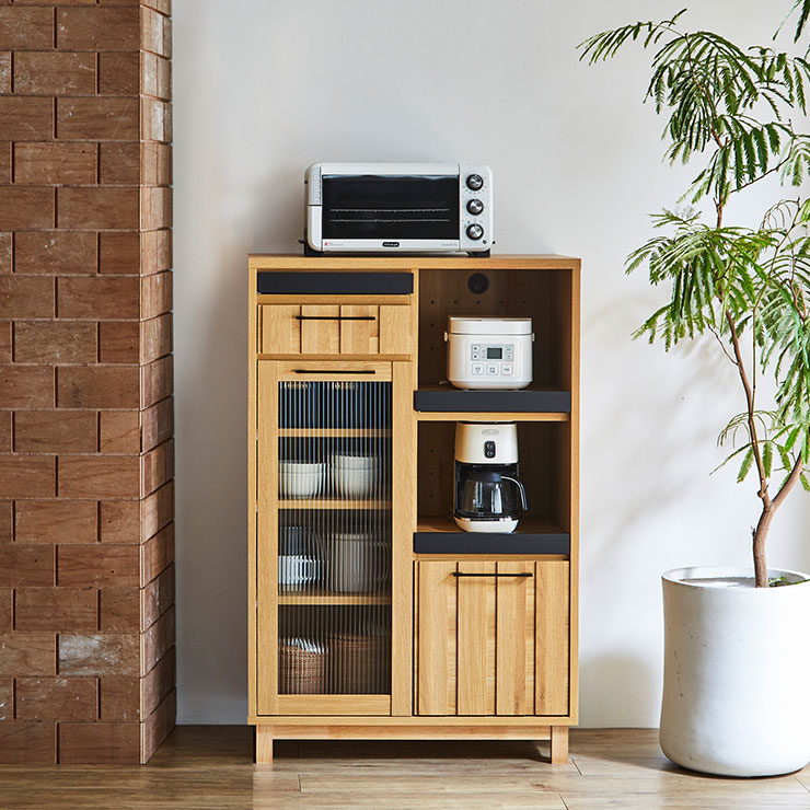 ★最大1万円OFFクーポン★レンジ台 大川家具 完成品 レンジボード キッチン収納 家電収納 キッチン家電 炊飯器 おしゃれ 幅81.4 収納 北欧 北欧風 木 ジェネロ 国産 日本製｜KAGUCOCO 日本の匠店
