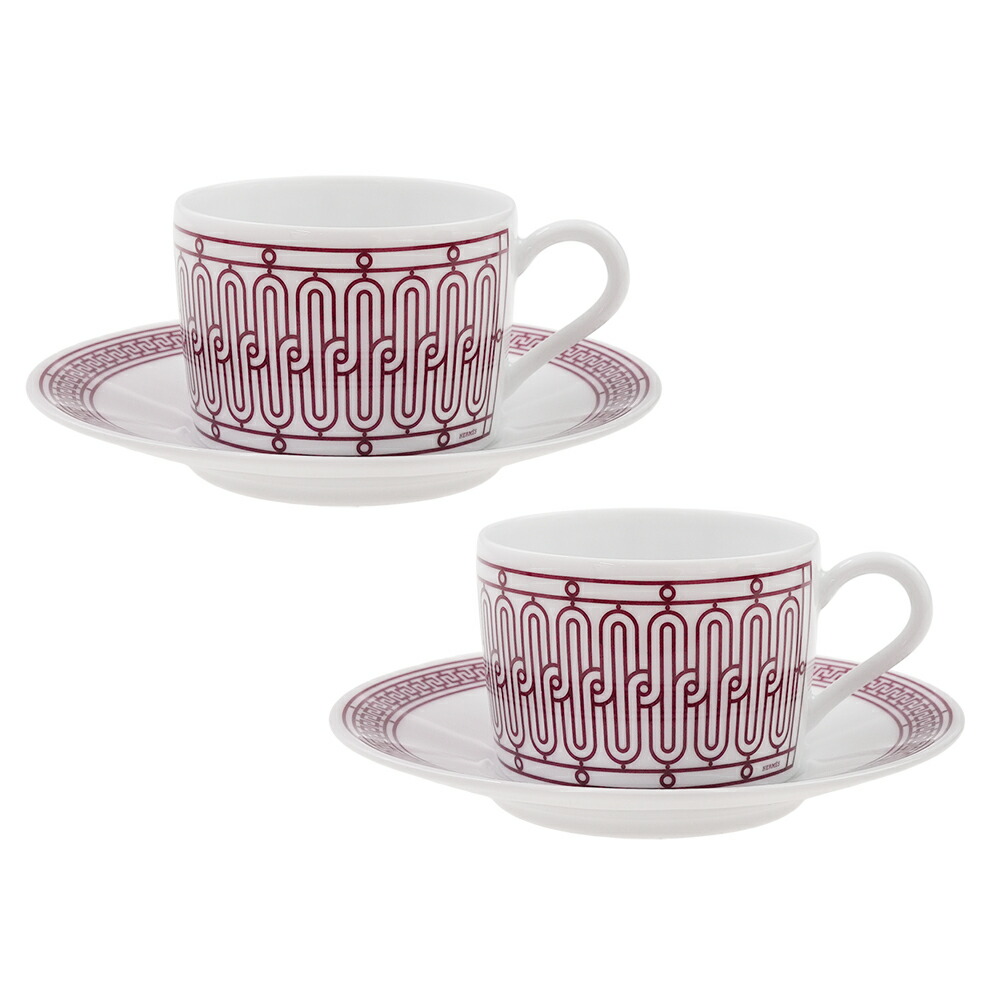 エルメス (HERMES) H（アッシュ）デコ ルージュ ティーカップ＆ソーサー 160ml ペア 041016P