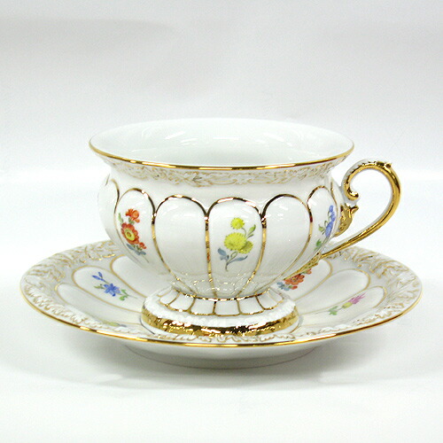 マイセン (Meissen) 金彩小花 白いこと[010198] 紅茶優勝杯＆平円盤 17582