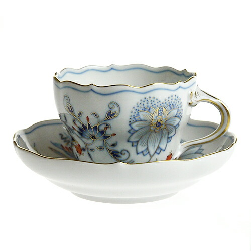 ☆ Meissen マイセン ブルーフラワー デミタス カップ&ソーサー 花柄 